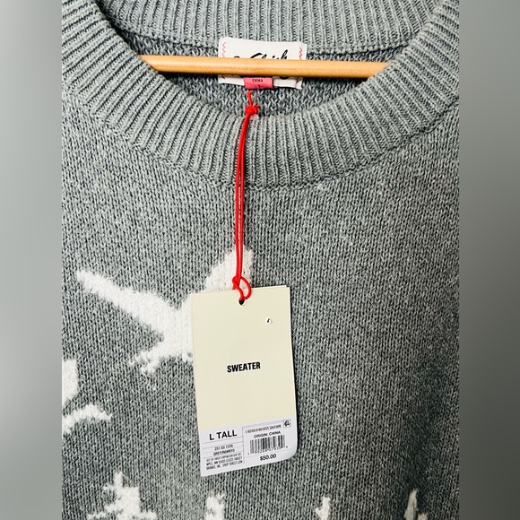 Woolrich Target Gray Sweater with White Trees size Large Tall - Picture 2 of 3